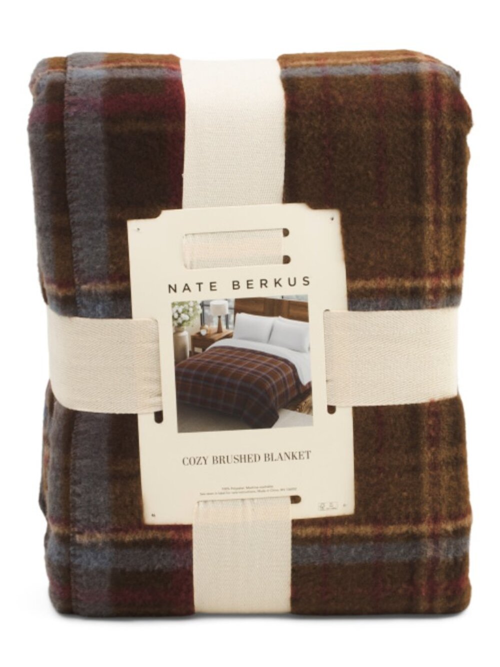 NATE BERKUS Faux Cashmere Plaid Blanket